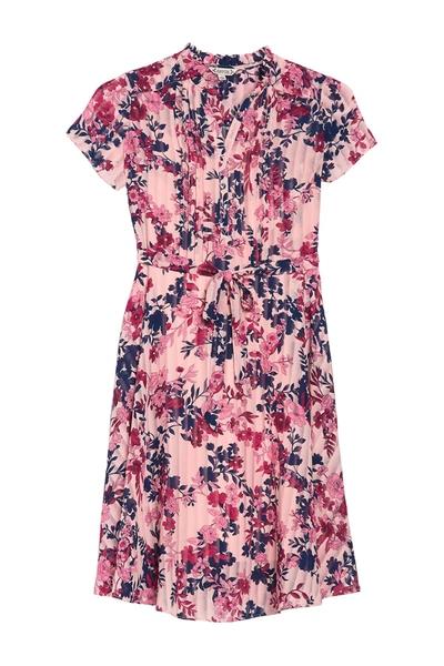 Nanette Lepore Short Sleeve Floral Print Pintuck Dress In Pinmul3381