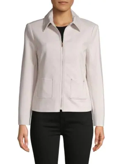 T Tahari Long-sleeve Zip Jacket In Pale Platinum