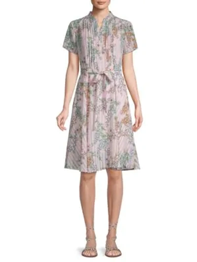 Nanette Lepore Floral-print Tie Dress In Vina Pink