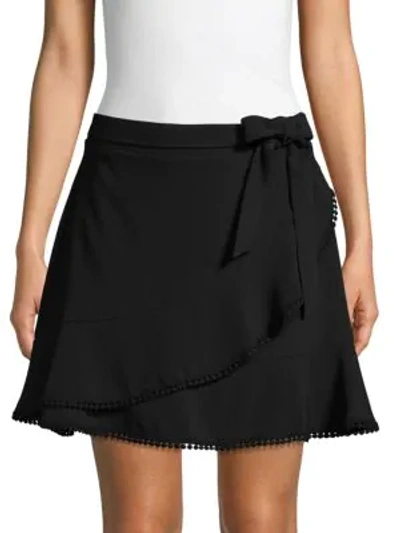 Cupcakes And Cashmere Pom-pom Ruffle Mini Skirt In Black