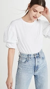 Joie Bee Crewneck Top W/ Gathered Sleeves In Porcelain
