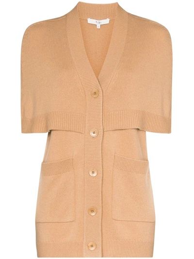Tibi Spring Cashmere Cocoon Cape Cardigan In Taffy In Brown