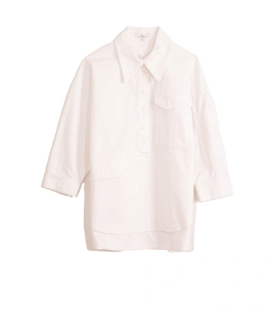 Tibi Garment Dyed Twill Oversized Cocoon Shirt In White