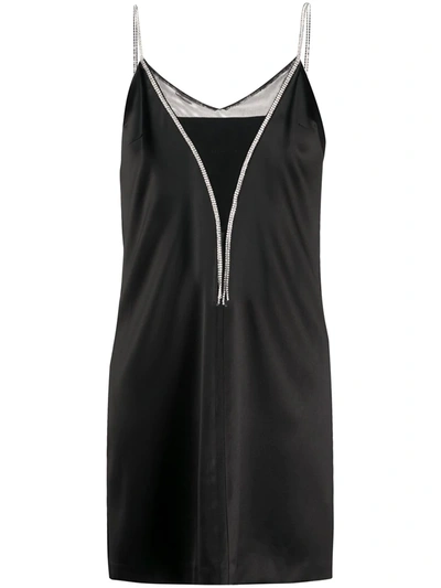 John Richmond Rhinestone-embellished Slip Dress In Black