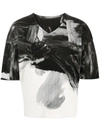 Issey Miyake Abstract-print Ribbed T-shirt In Black