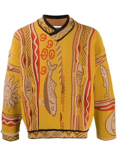 Magliano Long Sleeve Contrast Trim Jumper In Yellow