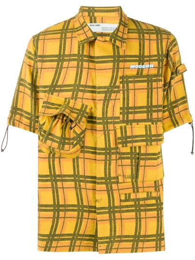 Off-white Voyager Checked Short-sleeved Shirt In Yellow