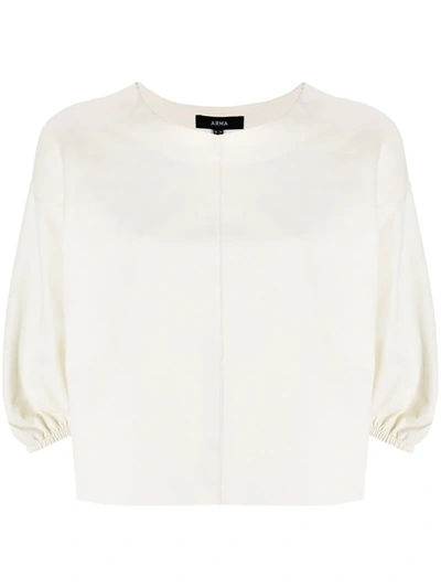 Arma Cropped Leather T-shirt In White