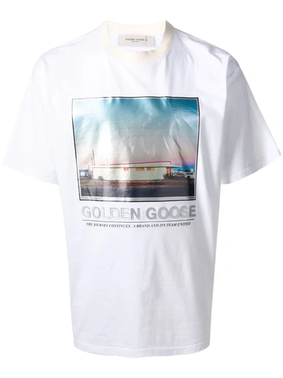 Golden Goose Landscape-print Crew-neck T-shirt In White