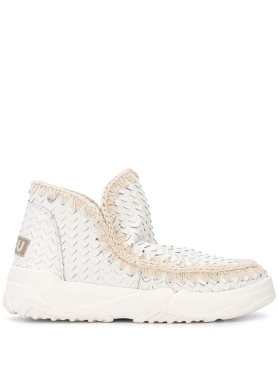 Mou Eskimo Sequinned Ankle Boots In White