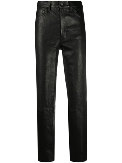 J Brand Cropped Leather Trousers In Black