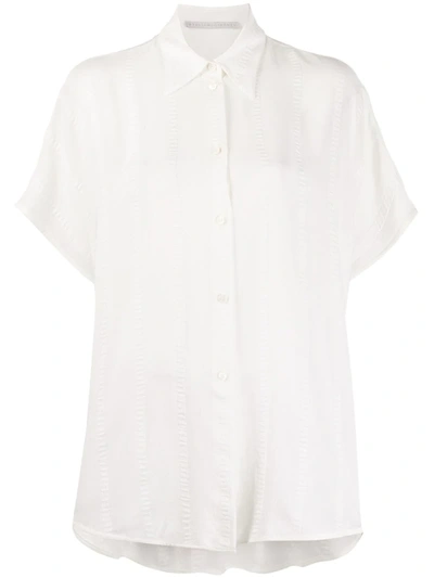 Stella Mccartney Textured-stripe Short-sleeve Shirt In White