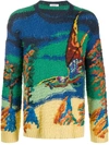 Valentino Dragon At Dawn Knitted Jumper In Green