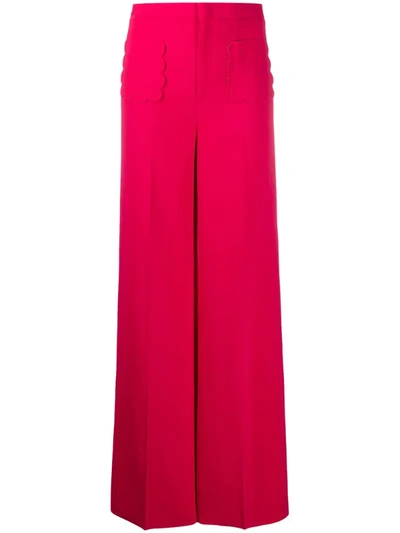 Red Valentino High-waisted Scalloped Pocket Trousers In Pink