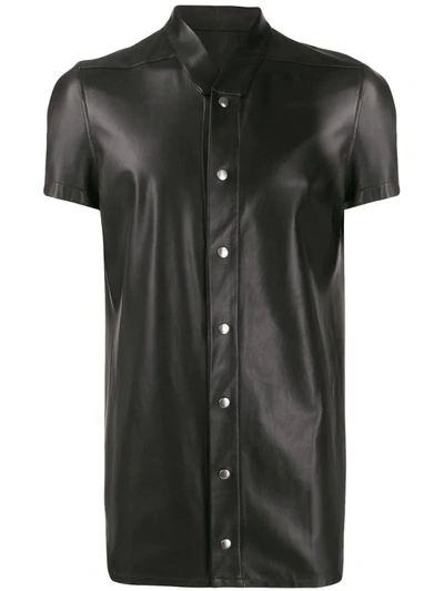 Rick Owens Band Collar Shirt In Black
