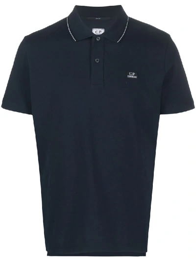 C.p. Company Logo Print Polo Shirt In Blue