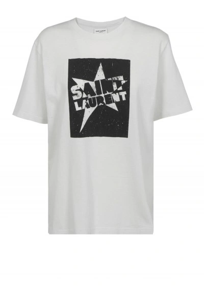 Saint Laurent T-shirt In Dirty Ecru/noir