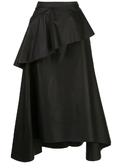 3.1 Phillip Lim Ruffle Front Midi Skirt In Black