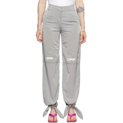 Off-white Grey Nylon Bow Lounge Pants In Ltgrey/wht