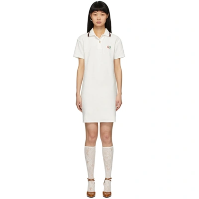 Gucci Logo Patch Tennis Polo Dress In 9381 Ivory