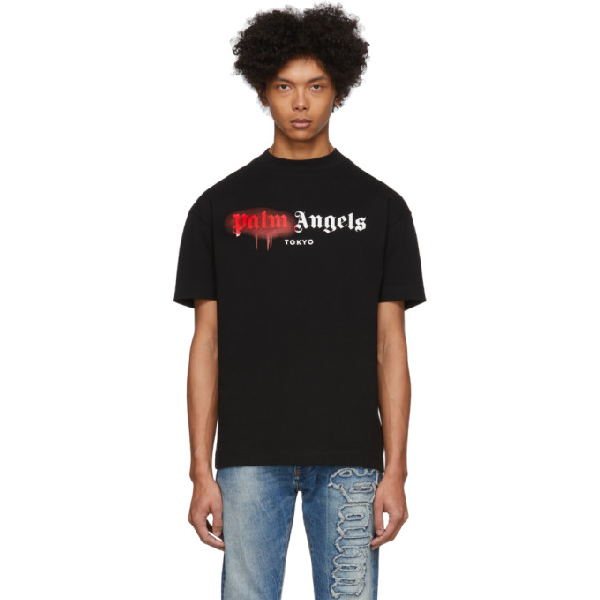 Palm Angels Black 'hong Kong' Sprayed T 