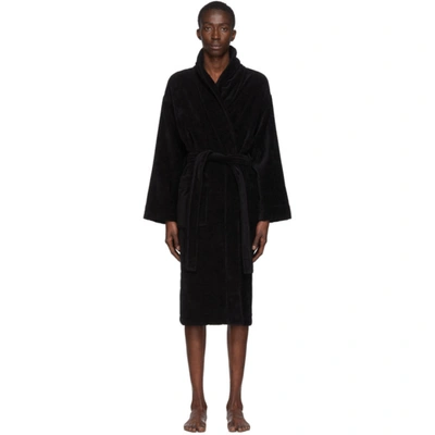 Palm Angels Black Logo Bath Robe In 1001 Blkwht