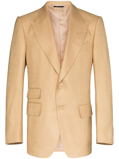 Tom Ford Single-breasted Silk Blazer In Neutrals