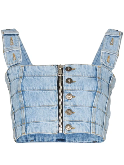 Faith Connexion Panelled Denim Bodice In Blue