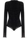 Fantabody Maria Ruched Bodysuit In Black