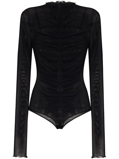 Fantabody Maria Ruched Bodysuit In Black