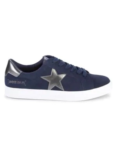 Steve Madden Talon Star Patch Suede Low-top Sneakers In Navy