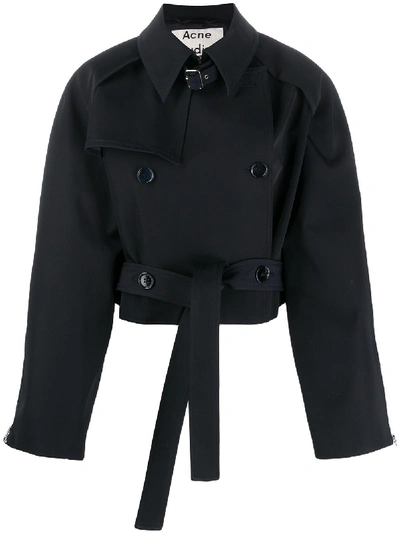 Acne Studios Cropped Trench Coat In Blue