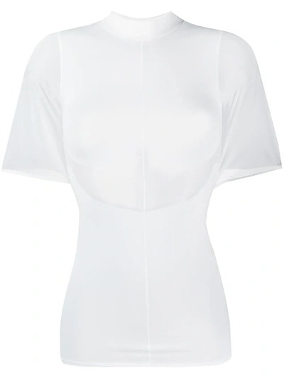 Courrèges Funnel-neck Fitted T-shirt In White