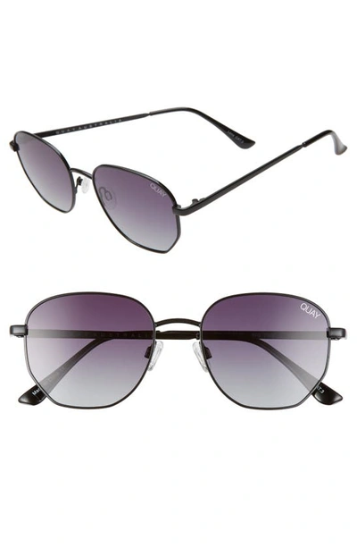 Quay Big Time 54mm Gradient Square Sunglasses In Black Tortoise/ Smoke