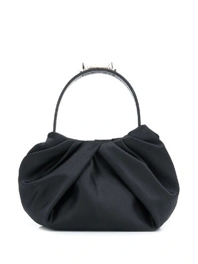 Simone Rocha Studded Pleated Satin Mini Bag In Black