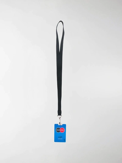 Balenciaga Visitor Plate Lanyard In Blue