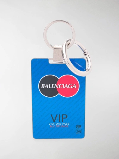 Balenciaga Vip Pass Logo Keyring In Blue