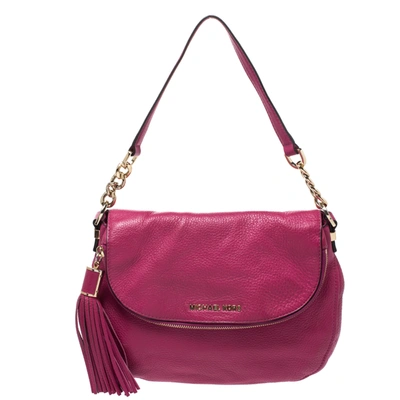 Pre-owned Michael Kors Michael  Fuchsia Leather Bedford Crossbody Bag In Pink