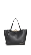 The Marc Jacobs The Kiss Lock Mini Leather Tote In Black