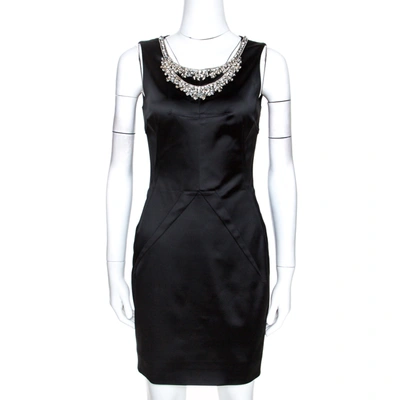 Pre-owned Dolce & Gabbana D & G Black Satin Embellished Sleeveless Dress M