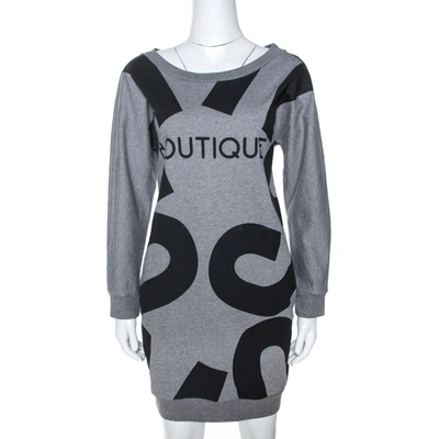 Pre-owned Moschino Boutique Grey Boutique Print Cotton Jumper Dress S