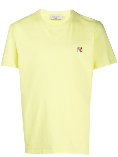 Maison Kitsuné Logo Patch Crew Neck T-shirt In Yellow
