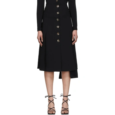 A.w.a.k.e. Asymmetric Flared Midi Skirt In Black