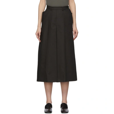Lemaire Gathered Midi Skirt In 993 Raven