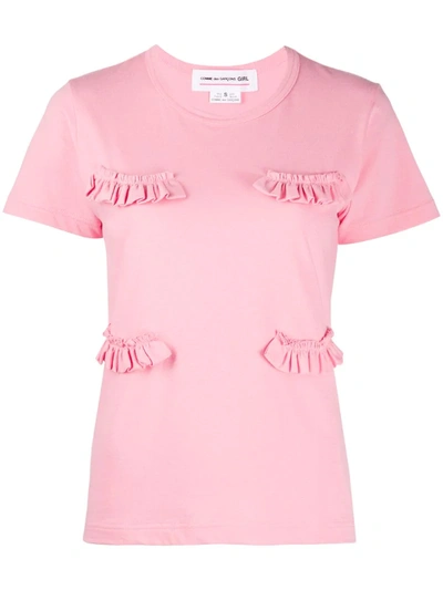 Comme Des Garcons Girl Ruffle Detail T-shirt In Pink