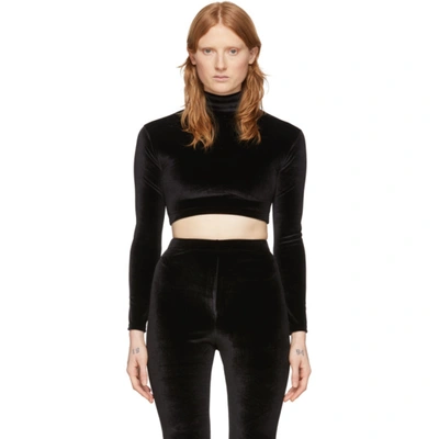 Vetements Velvet Turtleneck Crop Top In Black