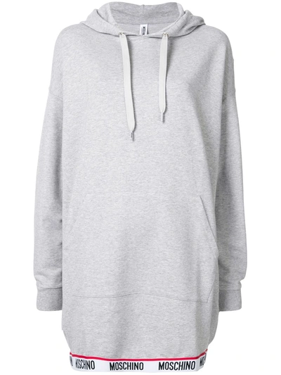 Moschino Logo Trim Hoodie Dress In Grey