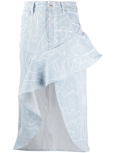 Off-white Asymetrical Denim Skirt In Light Blue