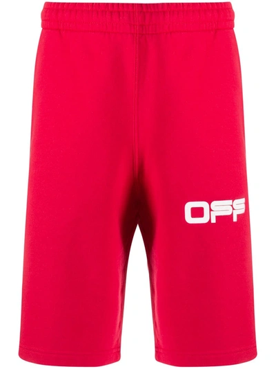 Off-white Airport Tape Track Shorts In Red