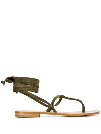 P.a.r.o.s.h Lace-up Thong Sandals In Green